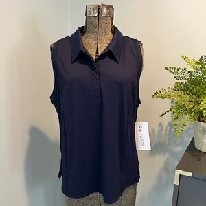 Athleta Blue Polo Collar Button Down Blouse- NWT